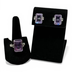 Bomb Party 'The Sparkle in Charge" Lavender Topaz CZ Rhodium Plating Set